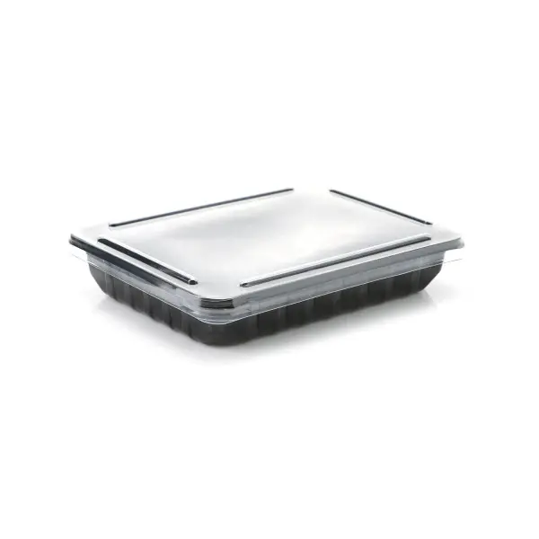 Zibo Sushi Serving Tub – Black Ft29B With Clear Snap-On Lid (5-Pack) 1